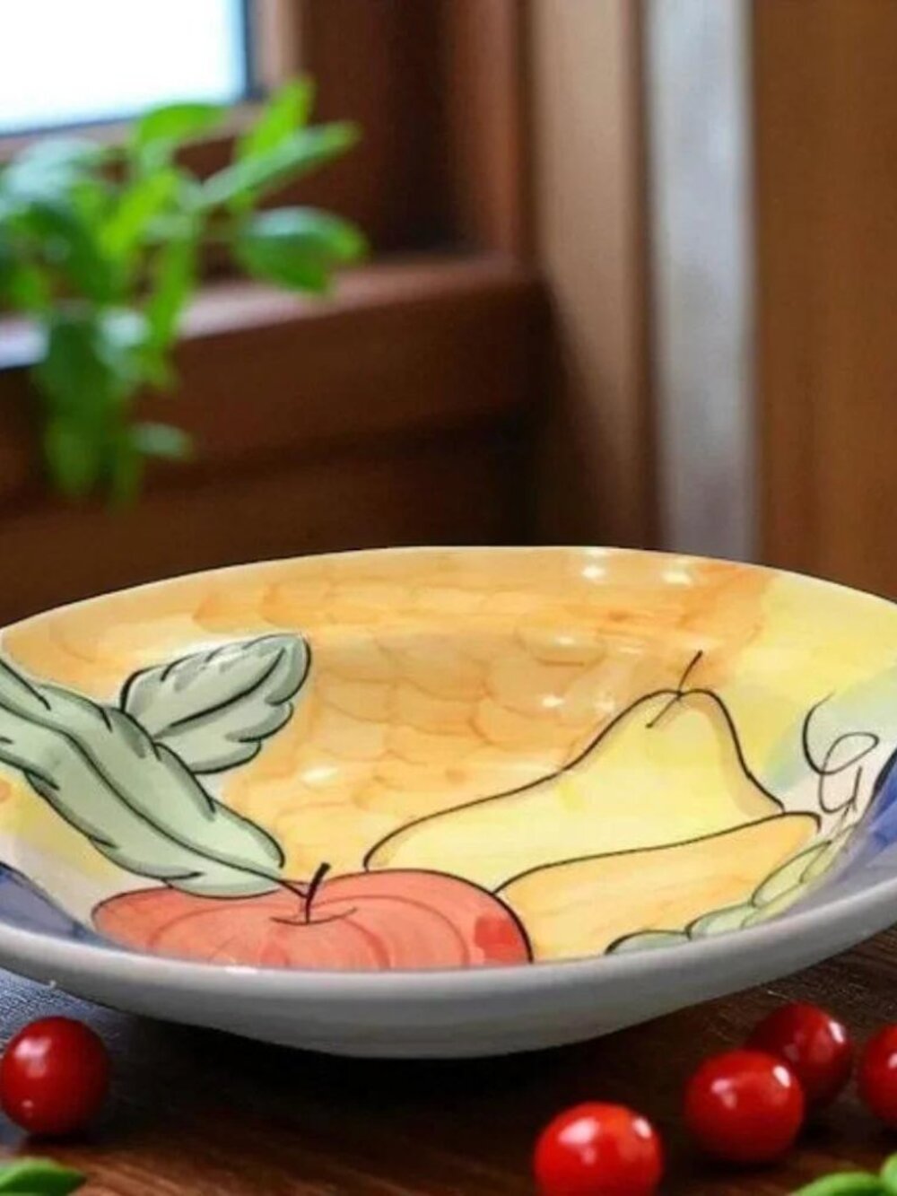 "ALFRESCO" 14" ROUND SERVING PASTA BOWL FRUIT DESIGN 14"